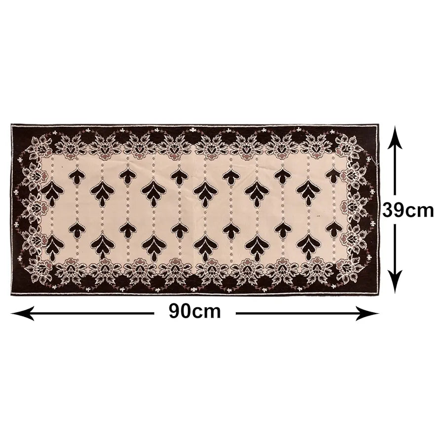Kuber Industries Rectangular Floral Print Cotton Table Runner for Dining and Center Table Set of 2 Brown