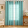Cloth Fusion Cotton Feel Sheer Door Curtains 9 Feet Long Set of 2 Semi-Transparent Sea Green