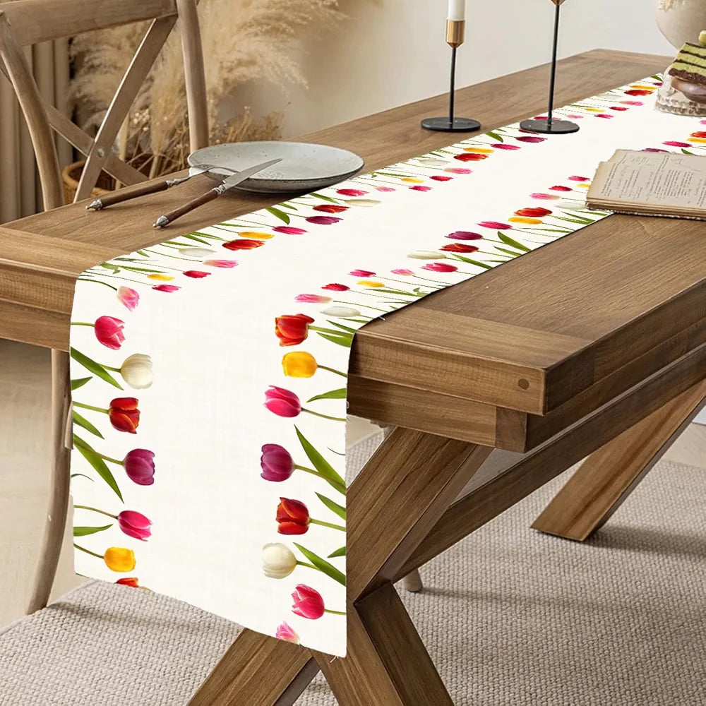 Ishro Home Premium Table Runner Colour Blooming Tulip