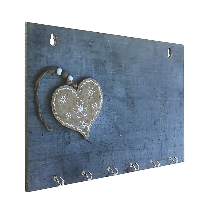 Ecraftindia Heart Theme Wooden Key Holder With 6 Hooks
