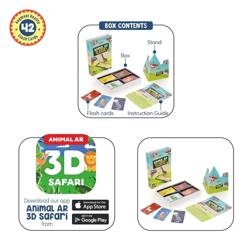 Spartan Kids 42 Animal Flash Cards | Augmented Reality Based Flash Cards for Kids