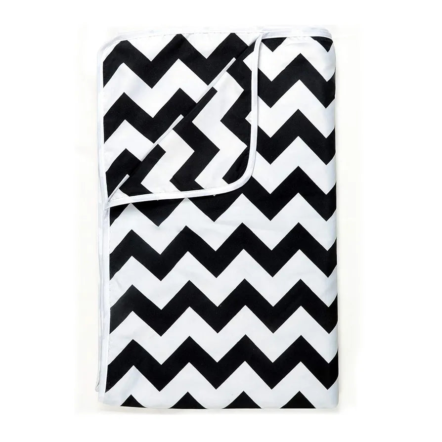 Divine Casa 120 GSM Microfiber Single Dohar Soft & Lightweight Throw Blanket All-Season Comfort Zig-Zag Pattern Raven Colour Black & White