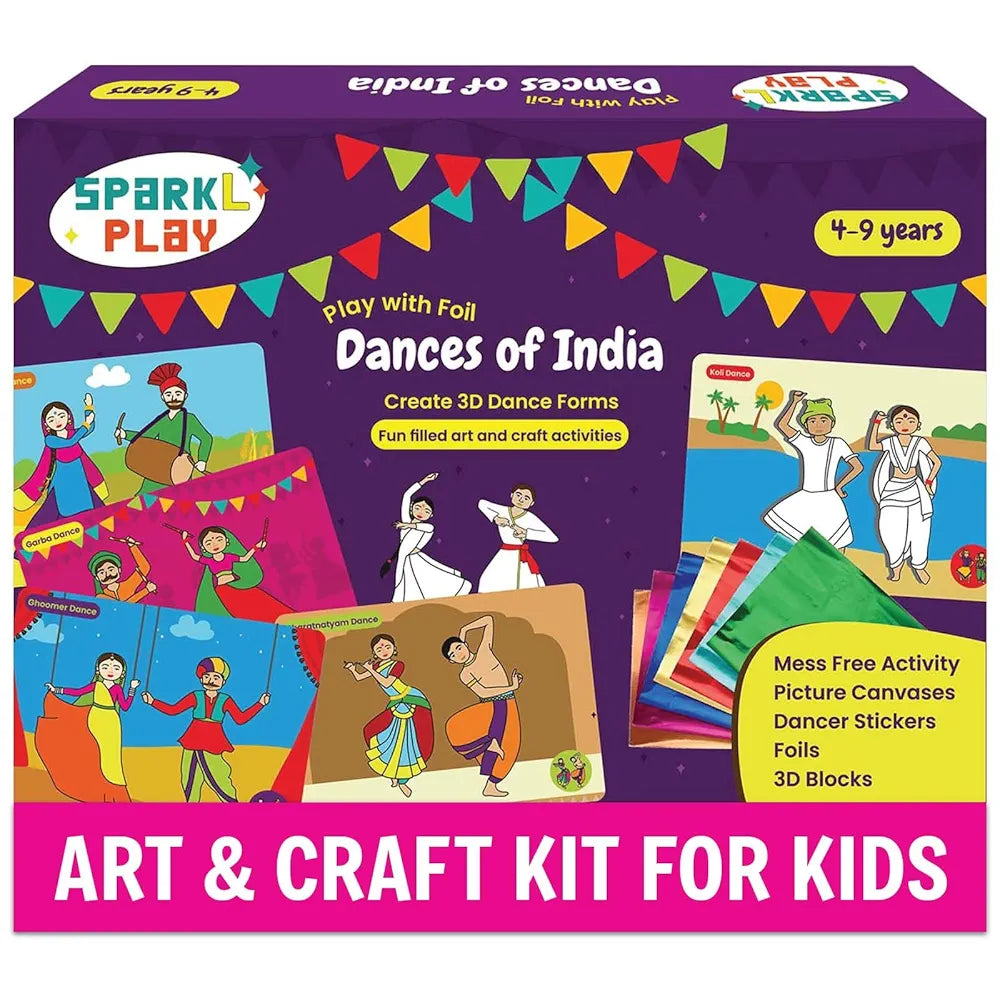 SparkLPlay Foil Art & Craft Kit for Kids Ages 4 to 9 | Foil Fun | DIY Craft Kit | Birthday Gift for Girls & Boys | Mess-Free Creative Craft Toy | Dances of India