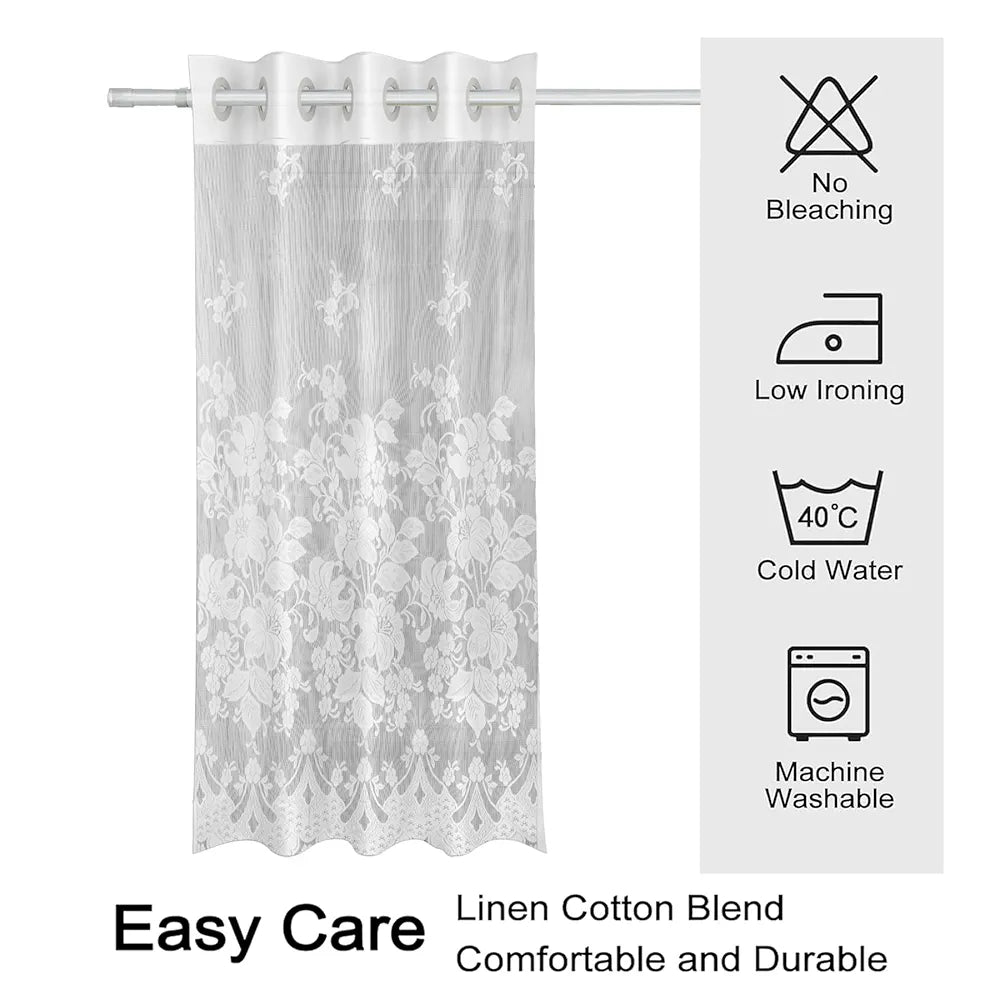 Kuber Industries Darkening Window Curtains Sheer Curtain with 8 Rings SY27 White Colour
