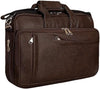 Synthetic Leather Briefcase: 15.6 Inch Brown Laptop Office Expandable Messenger Shoulder Bag for Men and Women