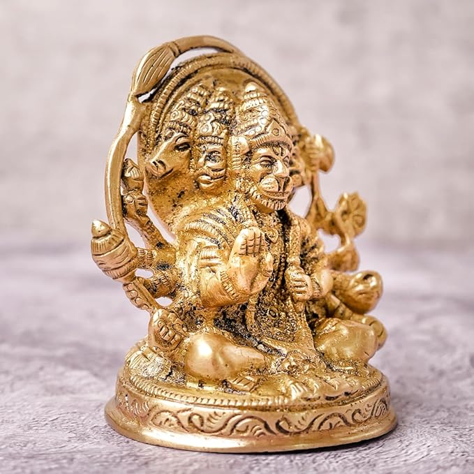 The Advitya Brass Statue/ Idol of Lord Panchmukhi Hanuman | Hinduism God Idol