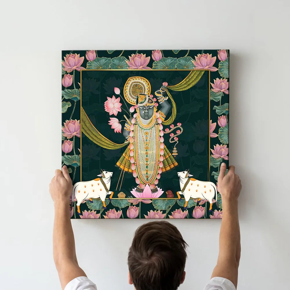 ArtX Canvas Shrinathji Pichwai Painting Shrinath Ji Big Size Wall Art Painting