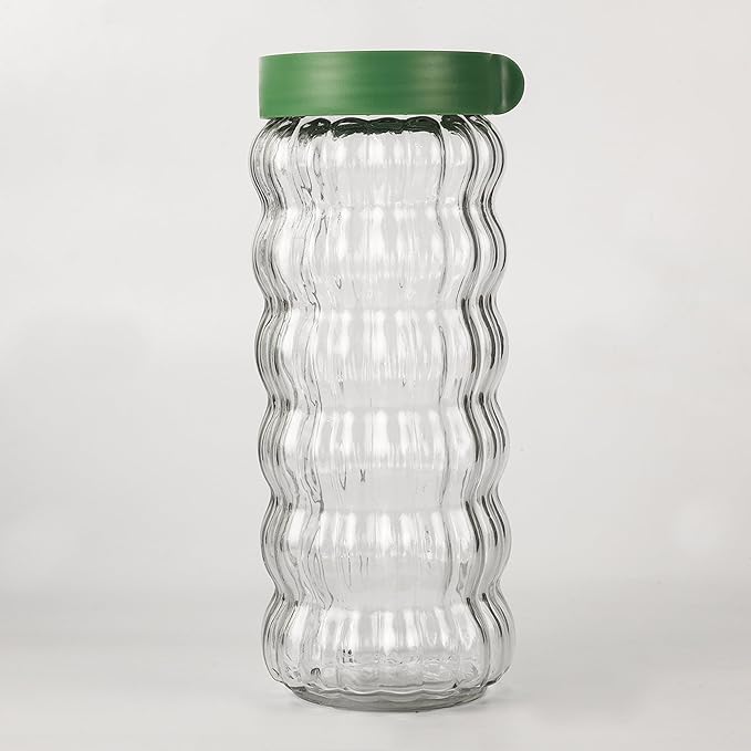 Femora Kitchen Storage Jars Clear Glass With Plastic Stackable Lid Jar | 1000 Ml | Pack of 2