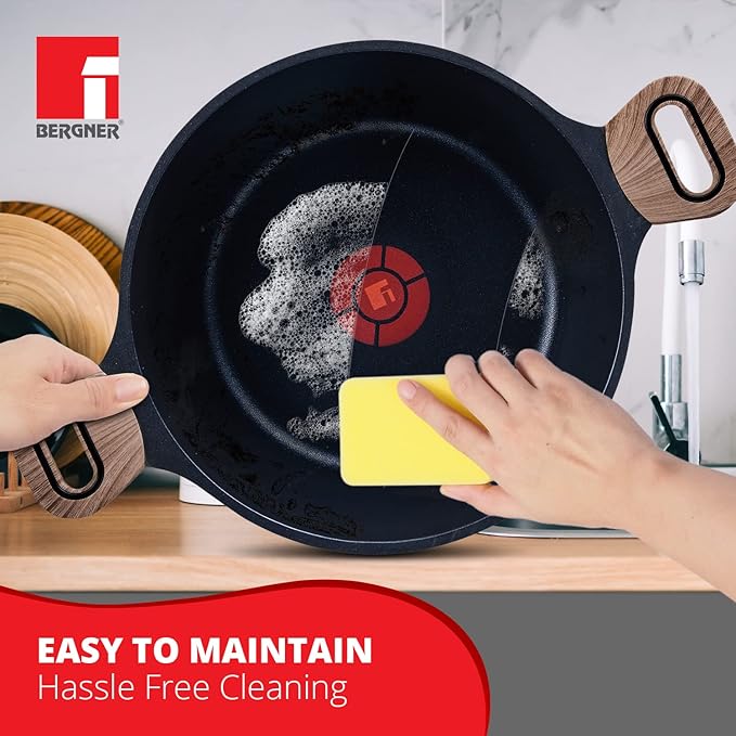 Bergner Ultimate Non Stick Casserole/briyani Pot/handi With Glass Lid | 28 Cm | 6 Litres