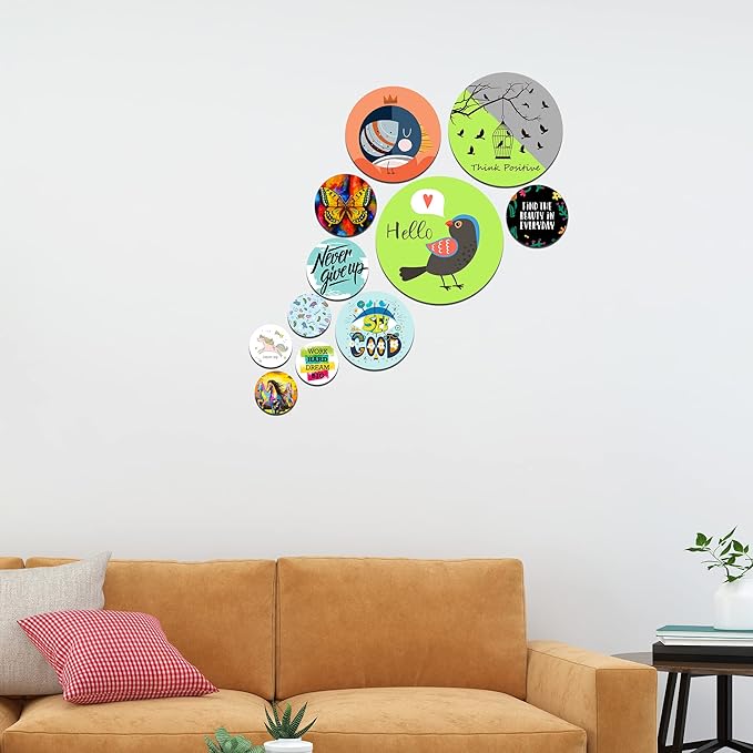 Artvibes Designer Mdf Wooden Wall Hangers for Home Decoration | Pack of 11 Pieces