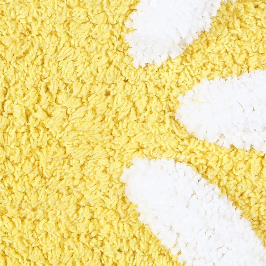 Saral Home Cotton Rectangular Bathmat With Contour Mat Colour Yellow