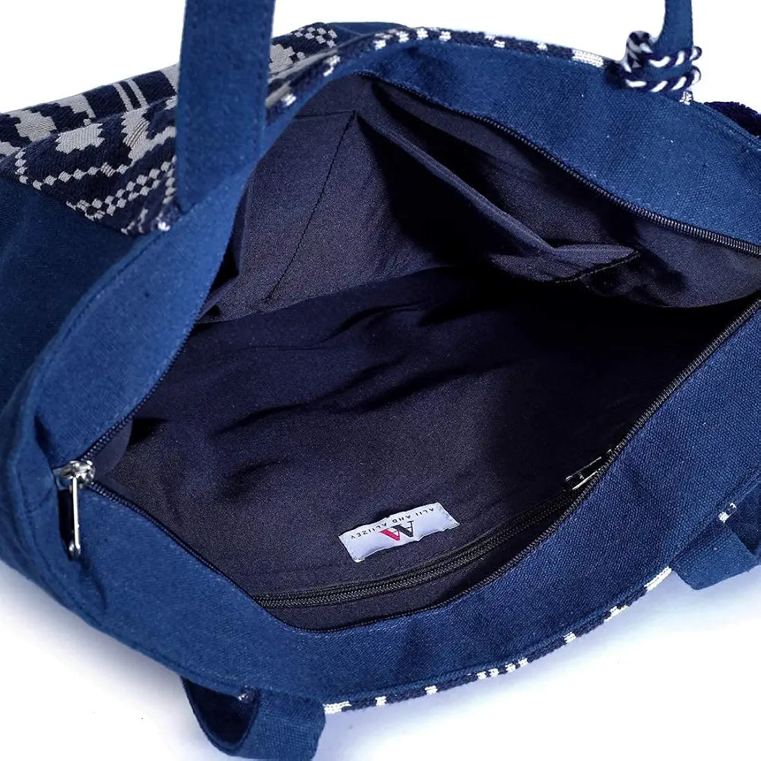 Klondon Alii And Aliizey Tote Bag For Women With Zip Bag Colour Blue