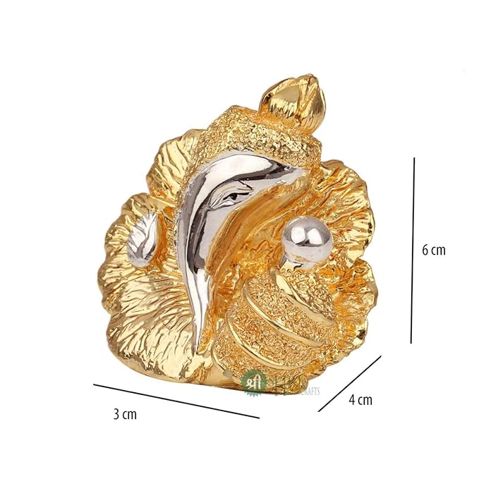 Indicast Lord Ganesha Idol Gold & Silver Plated Murti for Good Luck & Success Living Room Home and Office Decor & Gifts