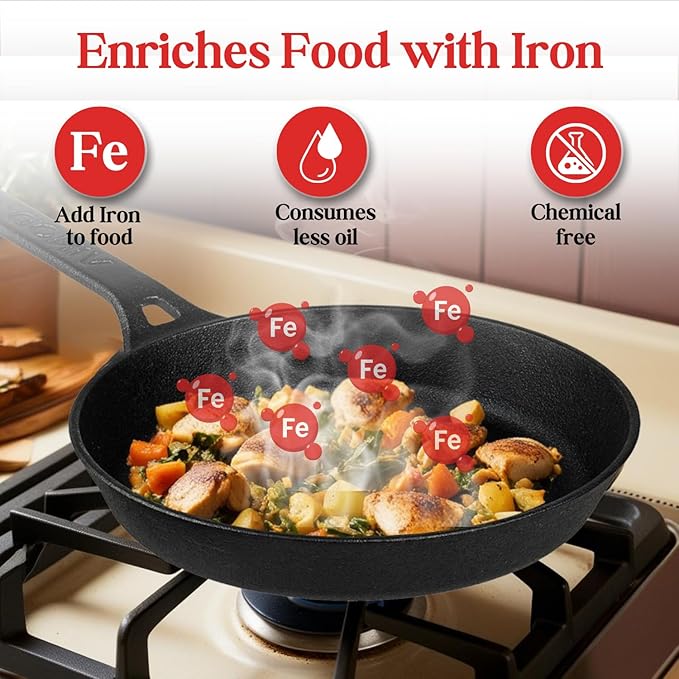 Vinod Legacy Pre Seasoned Cast Iron/Loha Frypan - 22 cm | Naturally Non Stick Skillet Pan for Frying