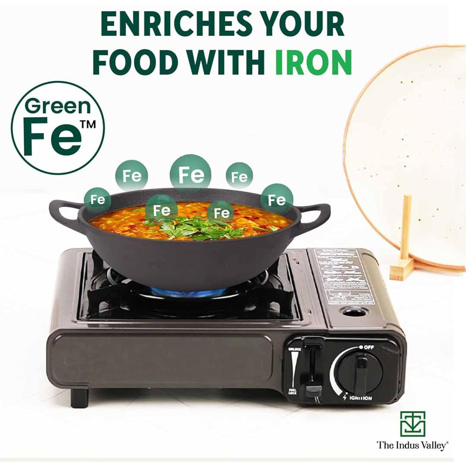 The Indus Valley Pre-Seasoned Cast Iron Kadai with Silicon Grip