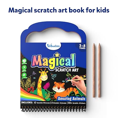 Skillmatics Paper Magical Scratch Art Book For Kids Animals Craft Kits Diy Activity