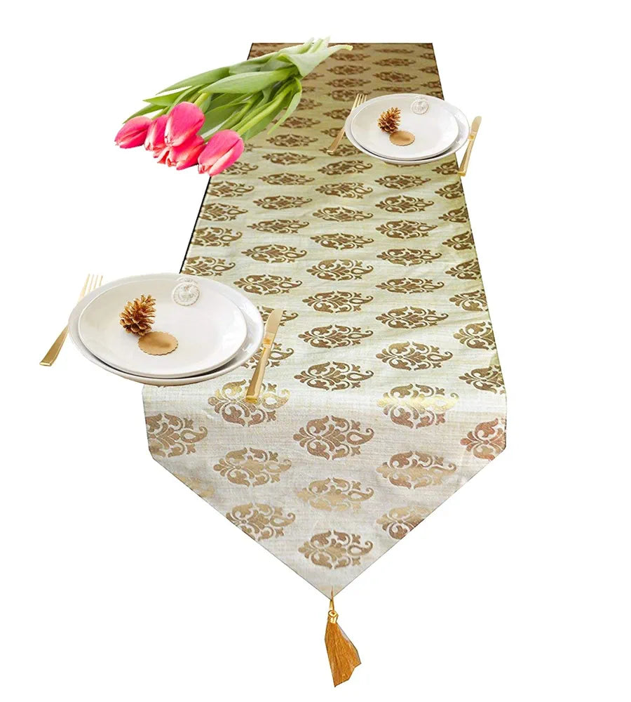 Pink Parrot Durable Dopian Silk Table Runner Large Colour Beige