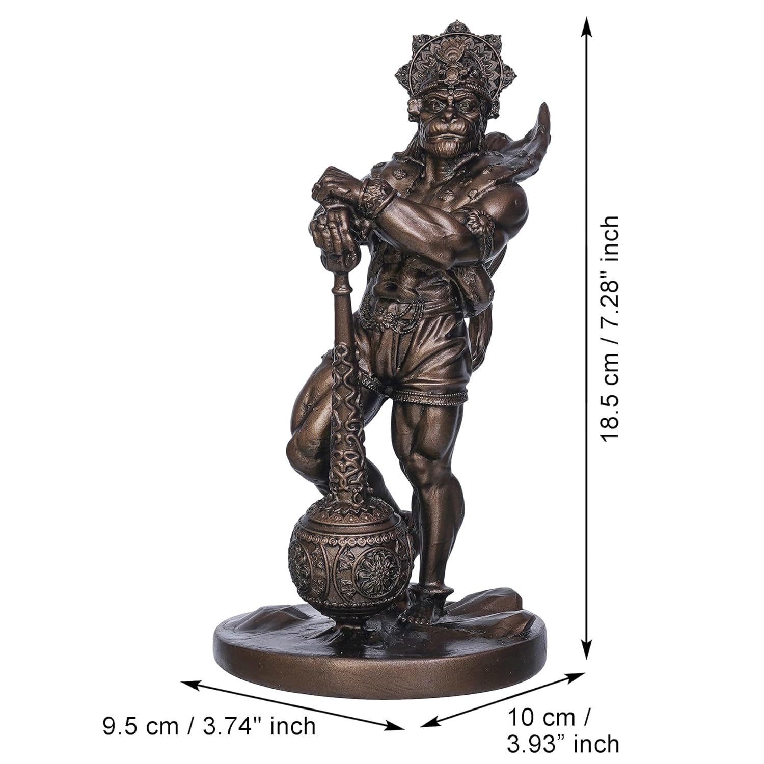 Ecraftindia Golden Polyresin Handcrafted Standing Lord Hanuman Statue With Gada/ Mace | Ideal for Hanuman Jayanti