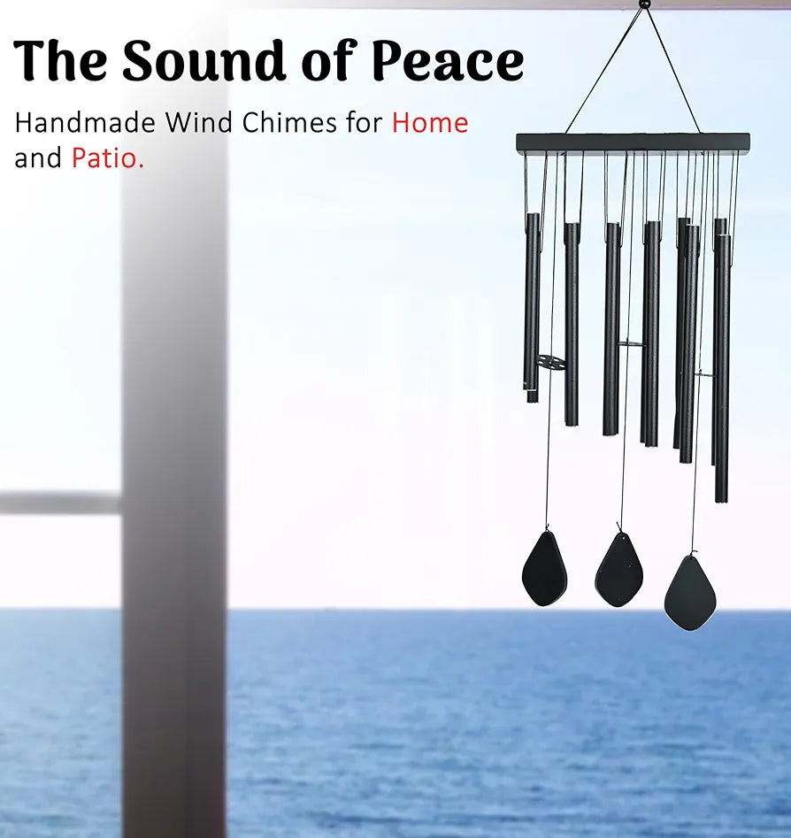 Zaicus Wind Chime Black 12 Pipe Wind Chime-027
