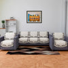 Kuber Industries Velvet Sofa Cover Set Digital Painting Quilted SueDe Ultra Sonic Living Room Cream