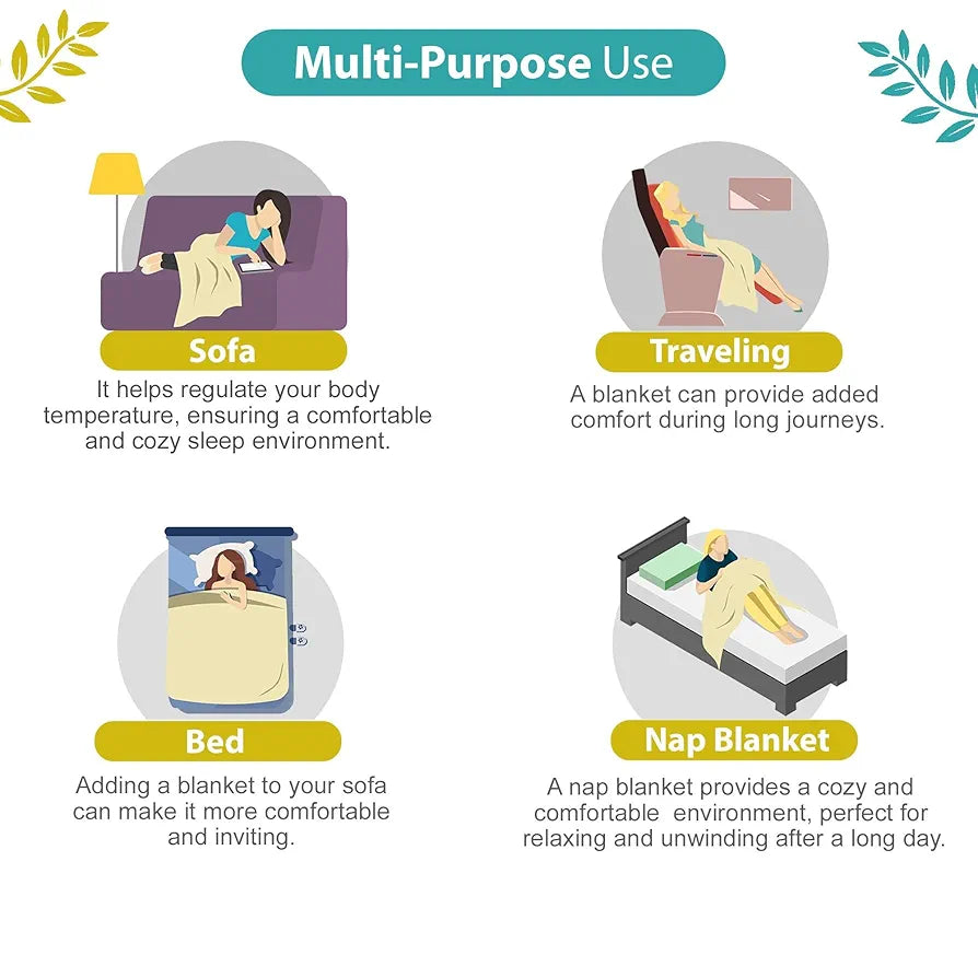 Divine Casa Cambric Cotton Single Bed Dohar 3 Layer dohar with Flannel Inside Reversible Both Sides Usable Blanket TC - 120Aqua Colour Green Angular Shape