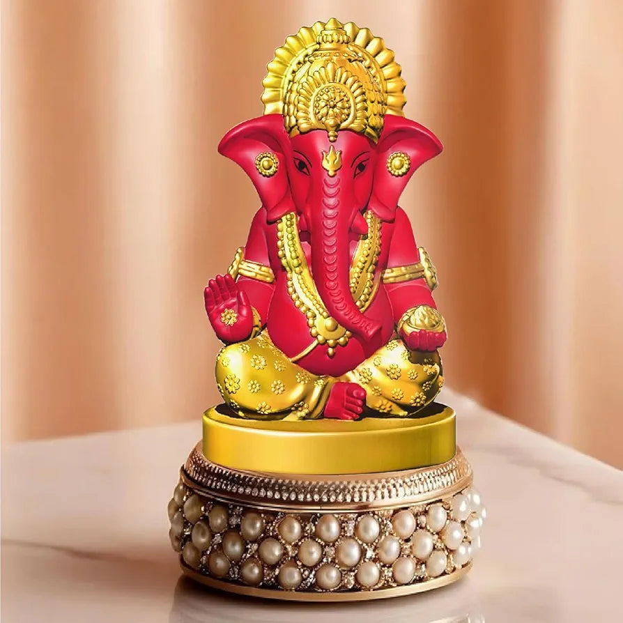 Jd Fresh Resin Ganesh Idol For Home - Red