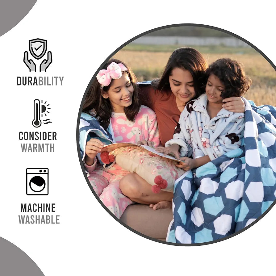 Divine Casa Microfiber 150 GSM Reversible Double Bed Comforter Ultra Soft & Lightweight Blanket Colour Legion Blue