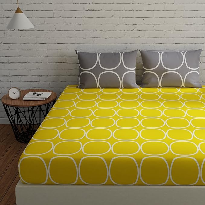 Huesland by Ahmedabad Cotton 144 Tc King Size Bedsheet Cotton with 2 Pillow Covers | Grey