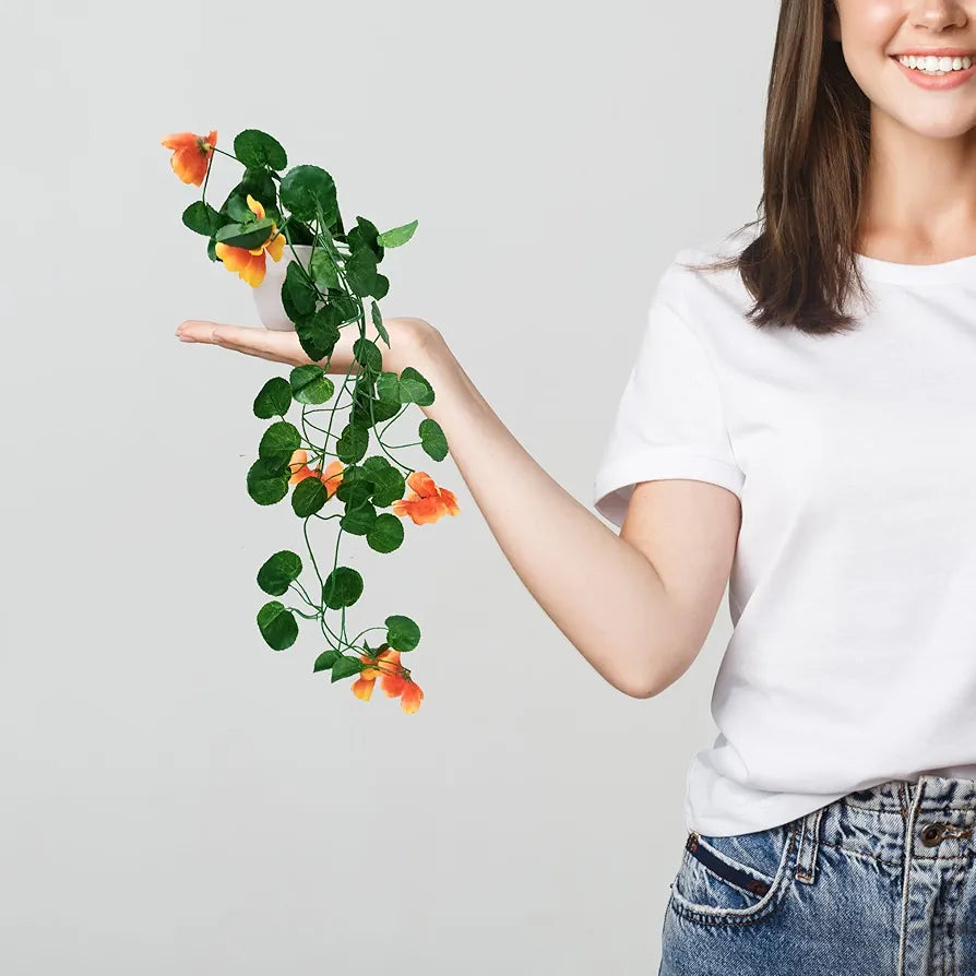 Artificial Flower Vine Plants Falling with Small Size Pot Natural Touch & Feel Pack of 2  DESIGN-03