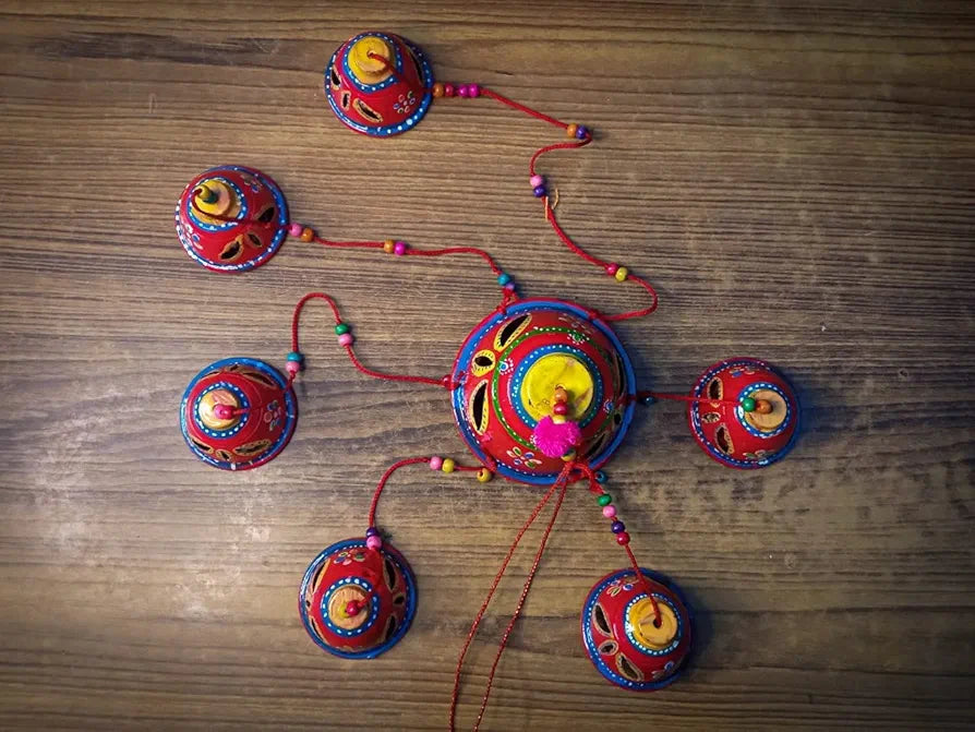 Little Rajasthani Handicraft Hand Painted Wind Chimes Multicolor Random Colors