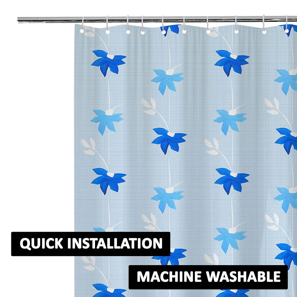 Kuber Industries Shower Curtain Bathroom Shower Curtain 8 Rings Curtain Painting Sky Blue