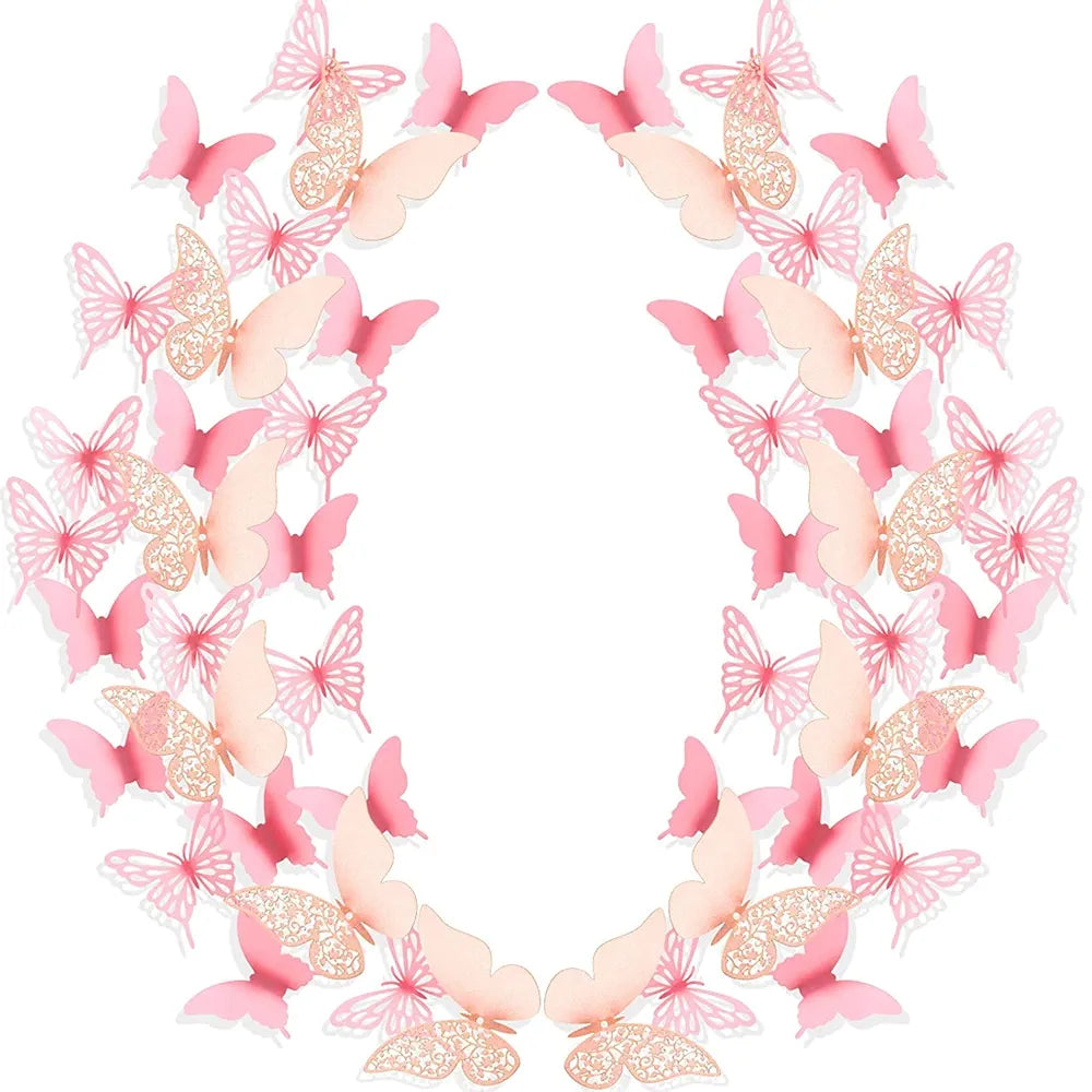 Xtore 144Pcs 3D Home Decor Butterfly with Sticking Pad DIY Decorative Wall Art Crafts for Home Decor