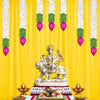 Garlands for Home Decoration Lotus Hangings  Offwhite Fabric & Solawood Lotus Buds Pack of 7 Pcs
