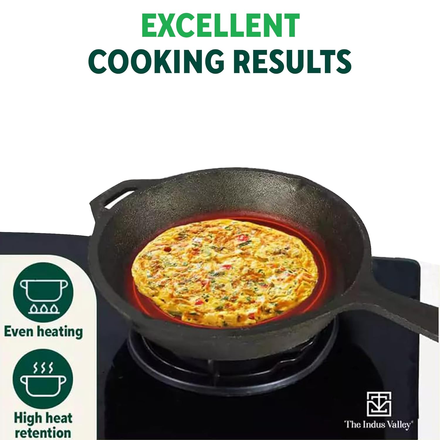 The Indus Valley Pre-Seasoned Cast Iron Fry Pan | Skillet With Silicone Grip