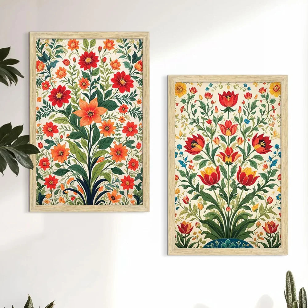 ArtX Paper Flowers Art Paintings with Frame Flowers - 03 Set of 2
