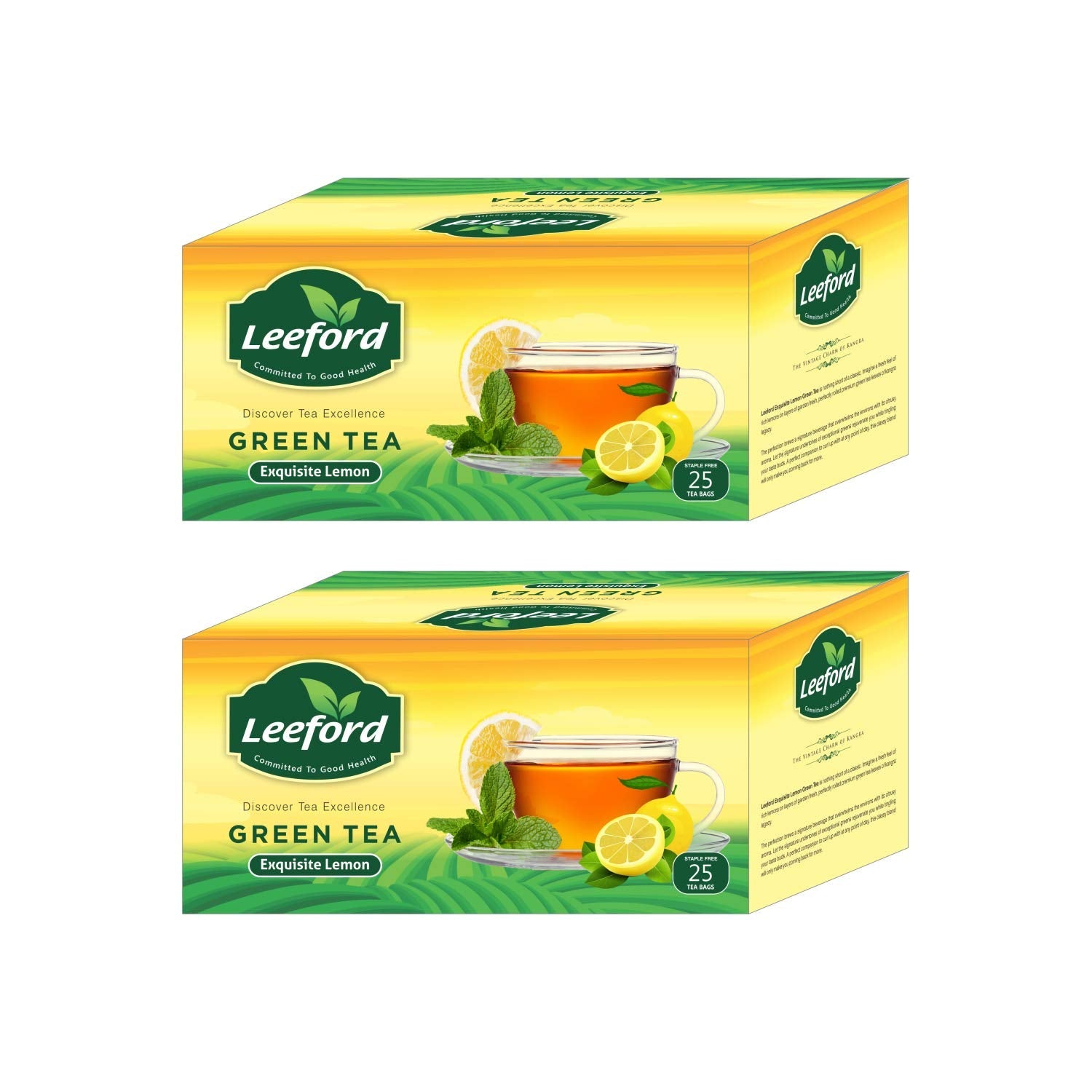 Leeford Green Tea Exquisite Lemon - 25 Bags (Pack of 2)