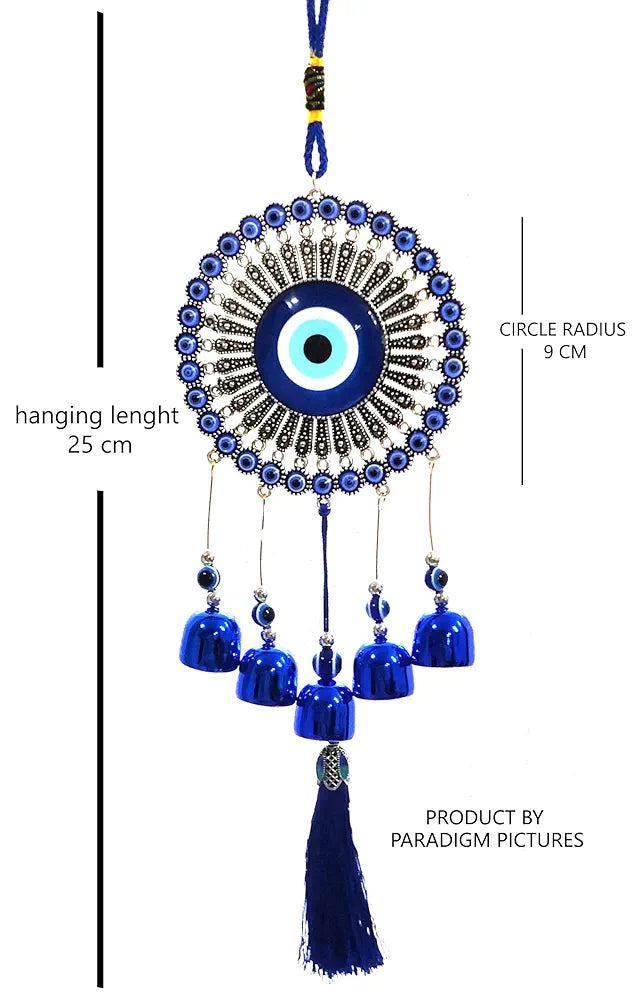 Paradigm Pictures 5 Bells Wind Chimes for Home Positive Energy Evil Eye Hanging for Home