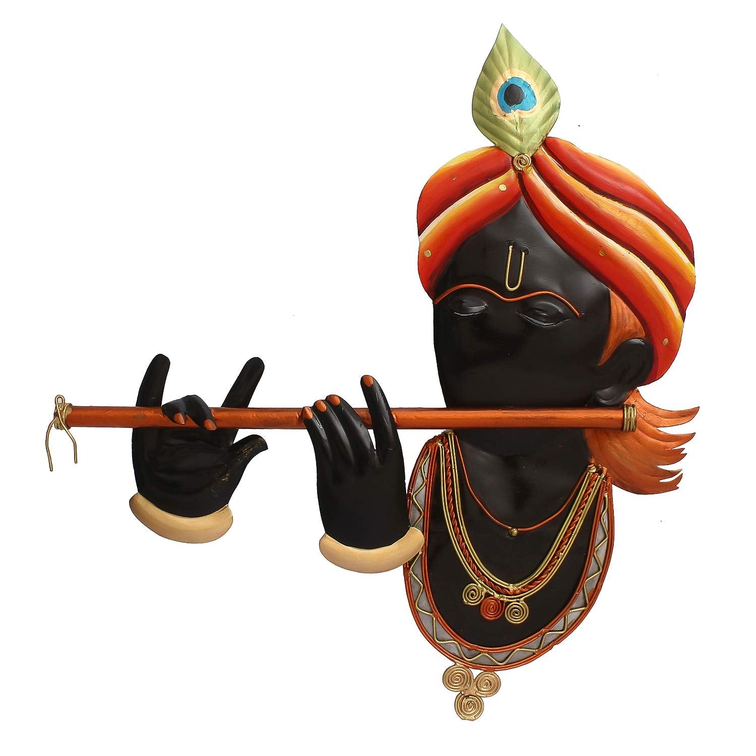 Ecraftindia Iron Lord Krishna Playing Flute/ Bansuri Wall Hanging