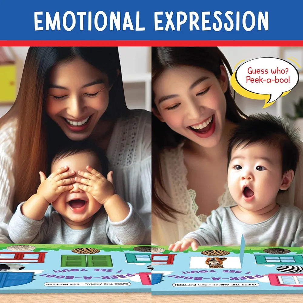 SparkLPlay Busy Book for Toddlers 1–3 | Peek A Boo Curiosity Kit | Montessori Activity Binder & Educational Toy | Learn Body Parts, Shapes, Emotions, Sounds | Birthday Gift for Boys & Girls Ages 1–3