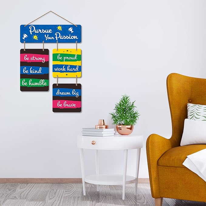Artvibes Pursue Your Passion Decorative Wall Art Mdf Wooden Wall Hanger for Living Room | Quotes Decor Items