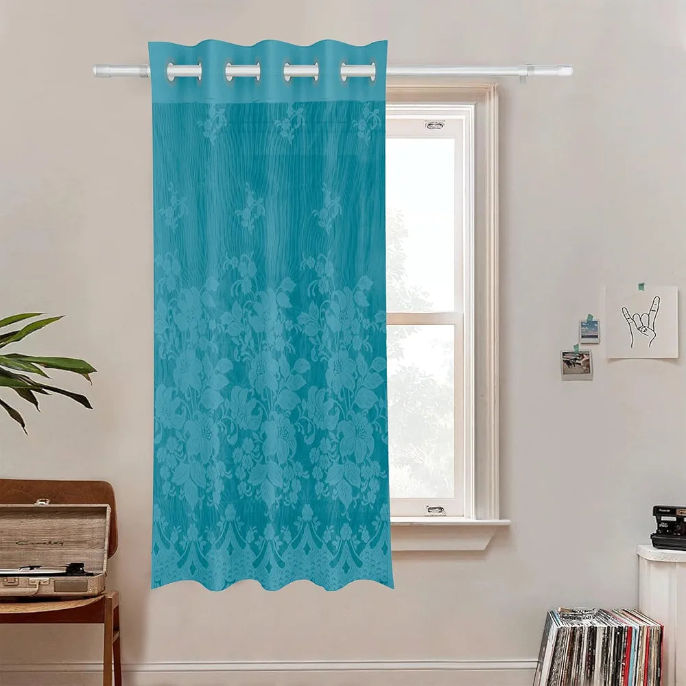 Kuber Industries Darkening Window Curtains Sheer Curtain with 8 Rings SY27 Green