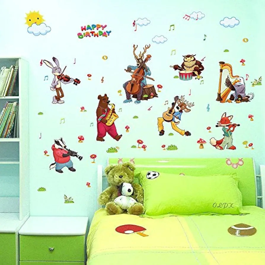 Jaamso Royals Multicolor Zoo Animal Bear Wall Sticker Waterproof and Removable Sticker Zoo Animal Bear Wall Sticker