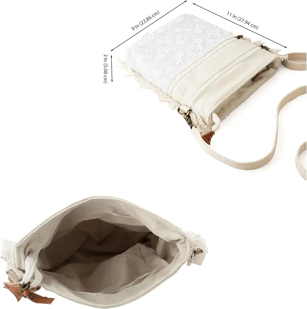 Goatter Cotton Material Embroidery Designs Medium Size Sling Bag For Women, 