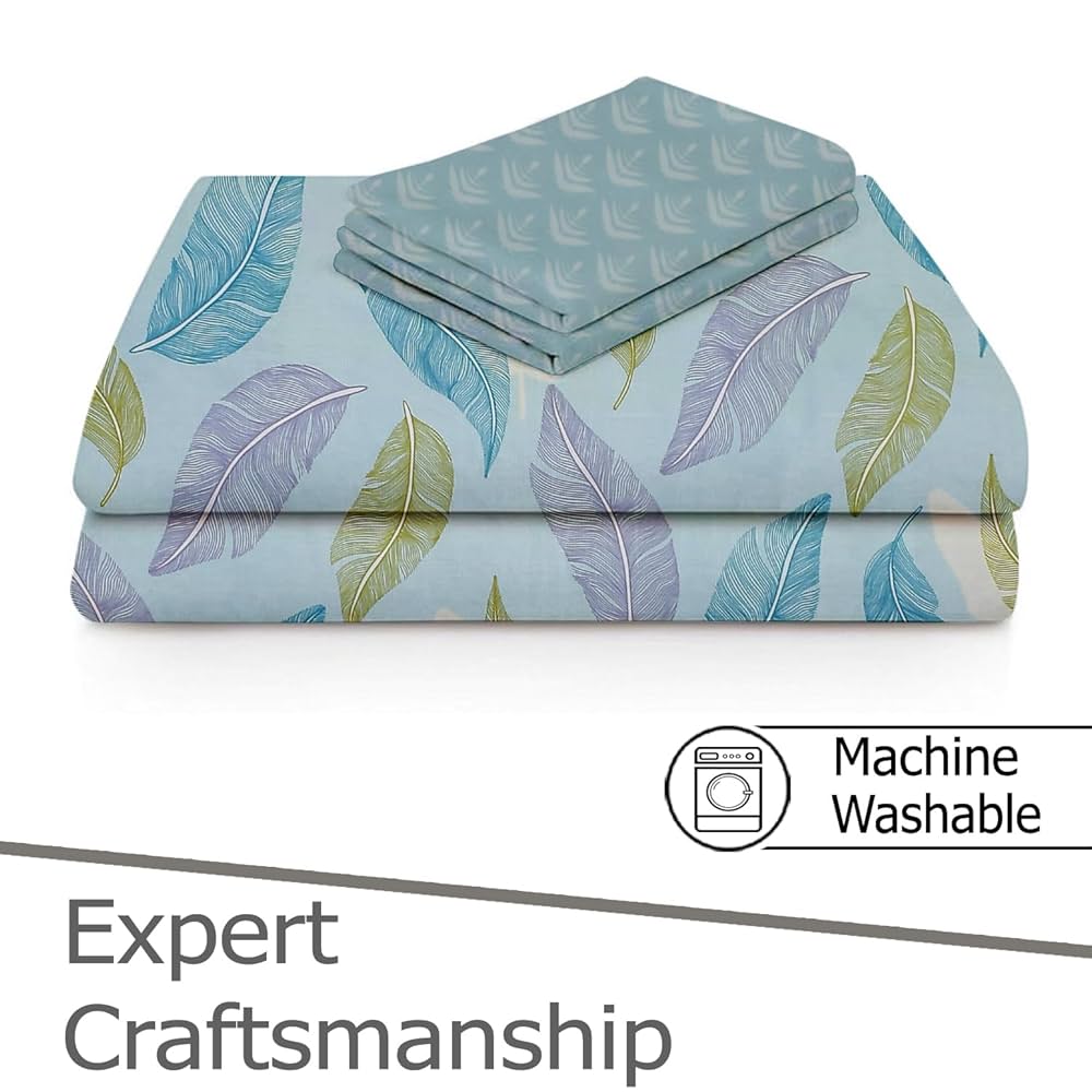 Fresh From Loom Floral XXL King Size Bed Bedsheet for Double Bed 240 TC Bed Sheet with 2 Pillow Cover Printed Aqua Pankh