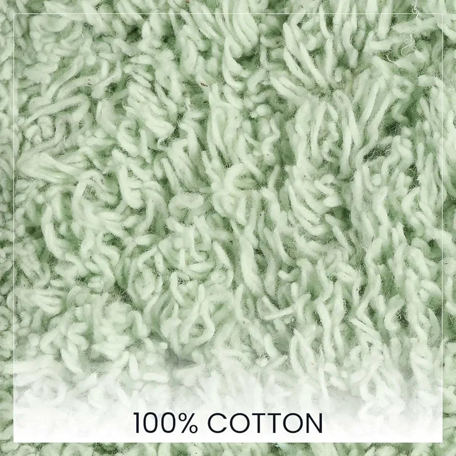 Sashaa World Solid Anti-skid Cotton Bathmat And Contour Set For Bathroom Colour Mint (Pack Of 2)