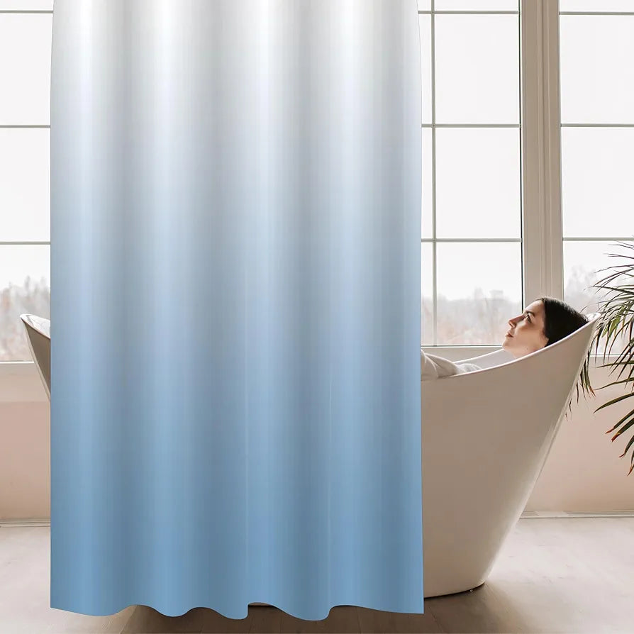 Homethreads Embrace Luxury with Our 6-Feet Long Premium Polyester Shower Curtain with 12 Hooks for a Lavish Bathroom Ambiance Blackout Stylish Splendid and Perfectly Sized Blue Colour