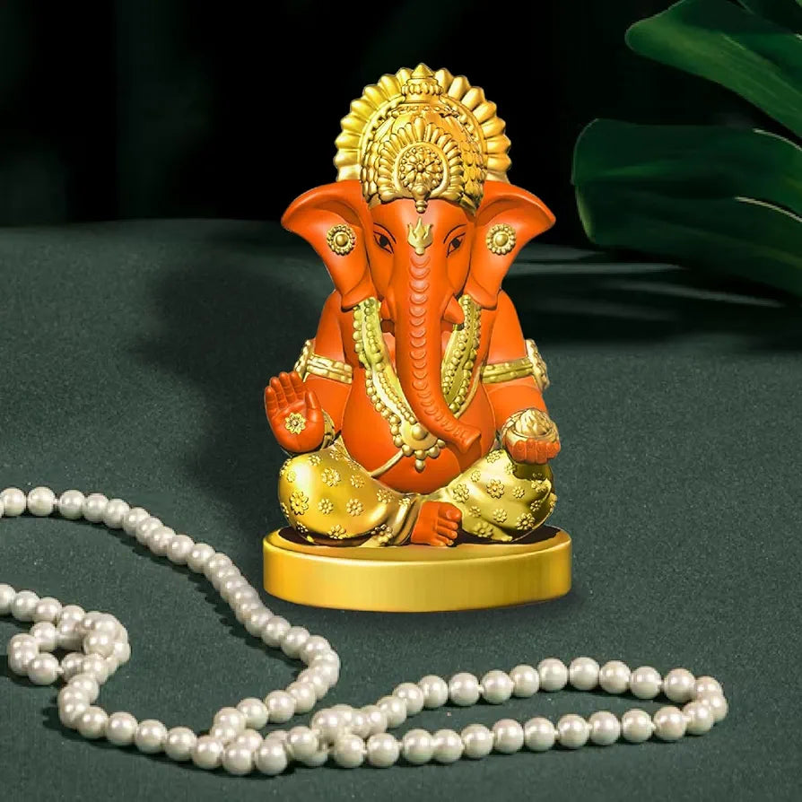 Jd Fresh Resin Ganesh Idol For Home - Orange