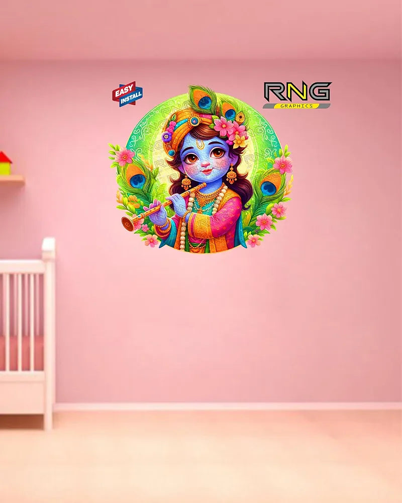 Rng Graphics Pvc Vinyl Krishna Wall Stickers Multicolor 49 Cm X 45cm DW-146L