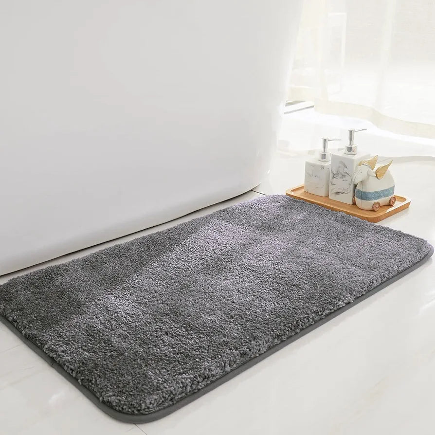 Luxe Home International Microfibre Rectangular Bath mat Super Soft Anti Skid Newman Mats For Bathroom Colour Silver