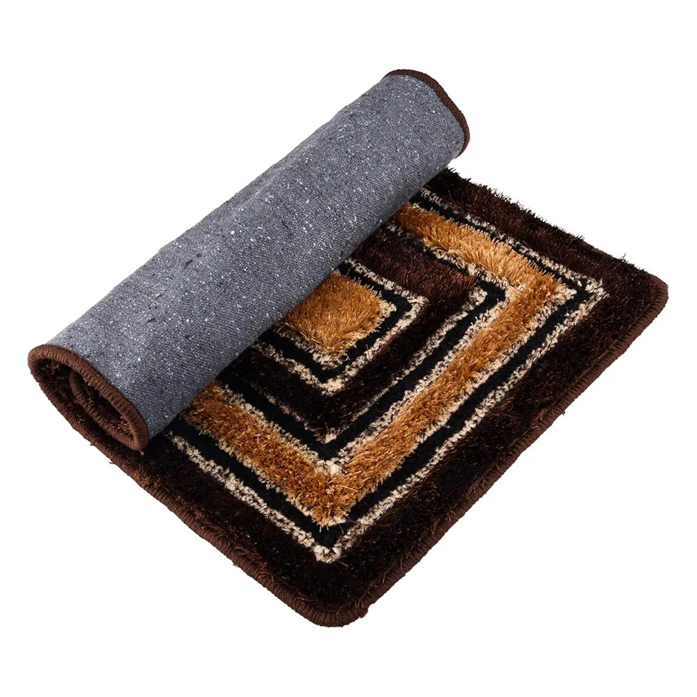 Kuber Industries Square Shape Fur Doormat Microfiber Gold & Brown